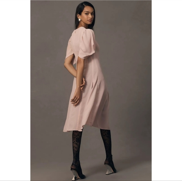 Anthropologie Modern Sheer Midi Dress in Pink - Picture 4 of 11